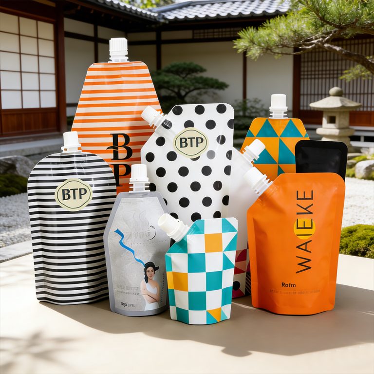 Custom Soy Milk Juice Sauce food Spout plastic Special Shape packaging Pouch2