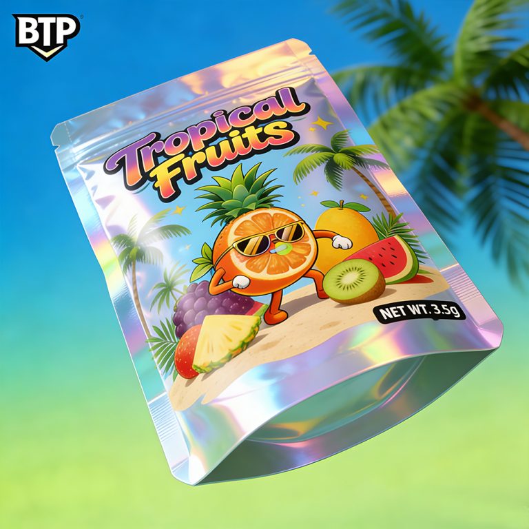 Custom logo holographic Aluminum foil 3.5g Mylar Bag Ziplock stand up pouch1