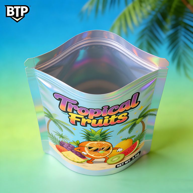 Custom logo holographic Aluminum foil 3.5g Mylar Bag Ziplock stand up pouch3