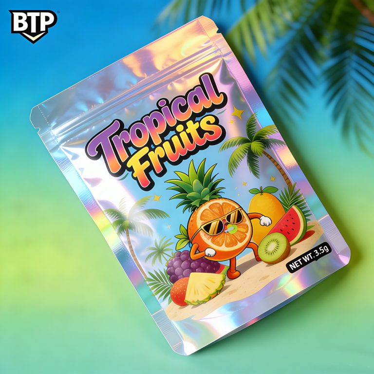 Custom logo holographic Aluminum foil 3.5g Mylar Bag Ziplock stand up pouch4