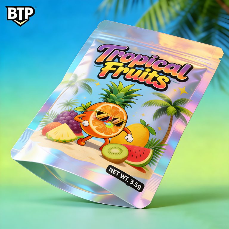 Custom logo holographic Aluminum foil 3.5g Mylar Bag Ziplock stand up pouch5