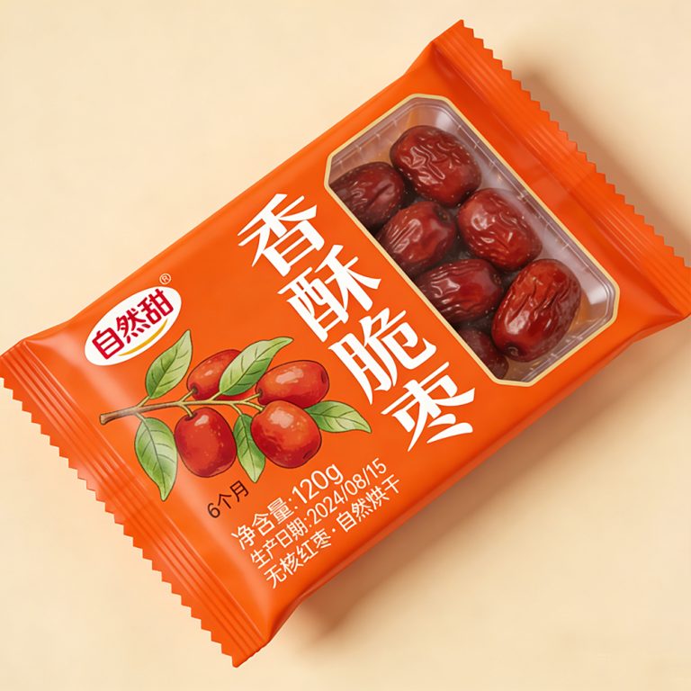 Custom window Red dates snack food cookies packaging plastic back seal Bag2