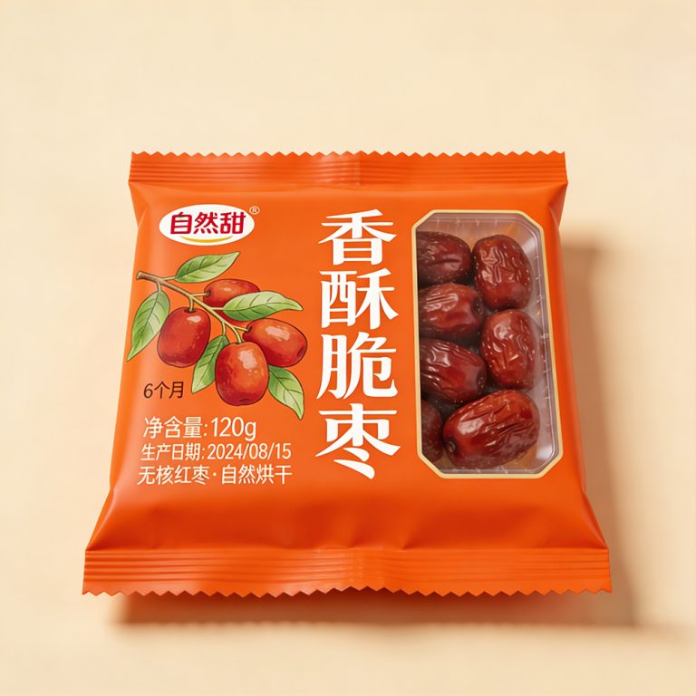 Custom window Red dates snack food cookies packaging plastic back seal Bag5