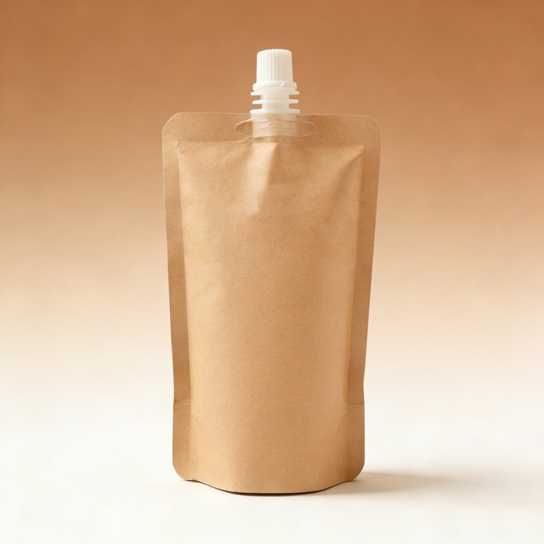Wholesale Custom Leak Proof Juice coffee Kraft Paper Stand Up Spout Pouch3