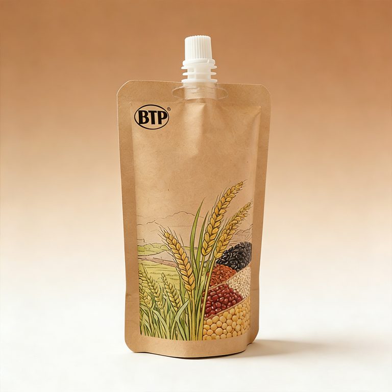 Wholesale Custom Leak Proof Juice coffee Kraft Paper Stand Up Spout Pouch5