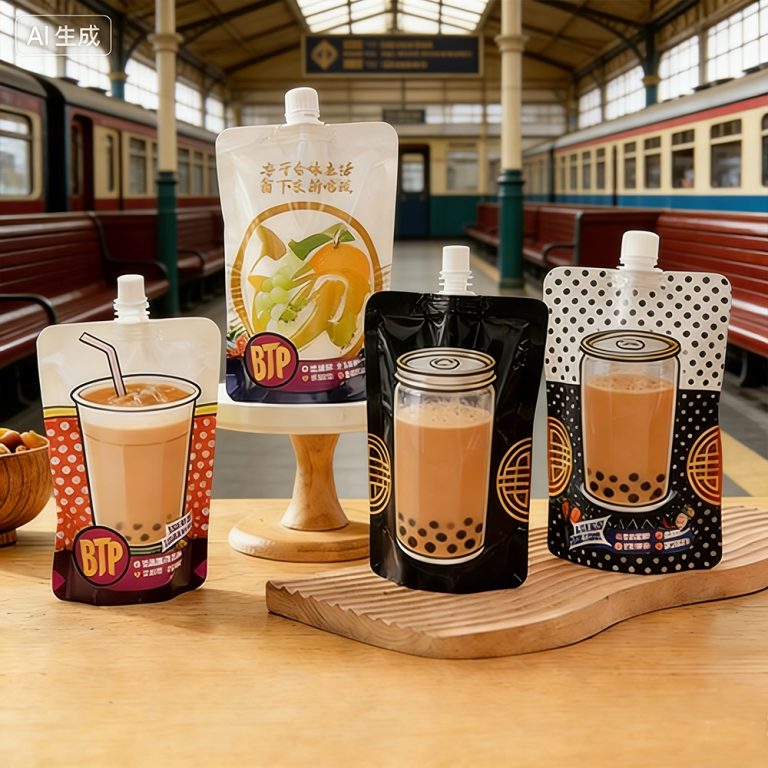 Wholesale Custom Printed Soup Milk tea food Spout Stand Up packaging Pouch 3