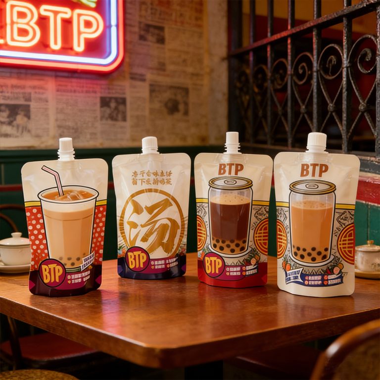 Wholesale Custom Printed Soup Milk tea food Spout Stand Up packaging Pouch 5