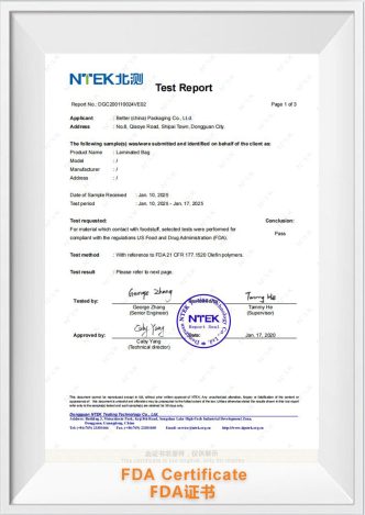 FDA Certificate